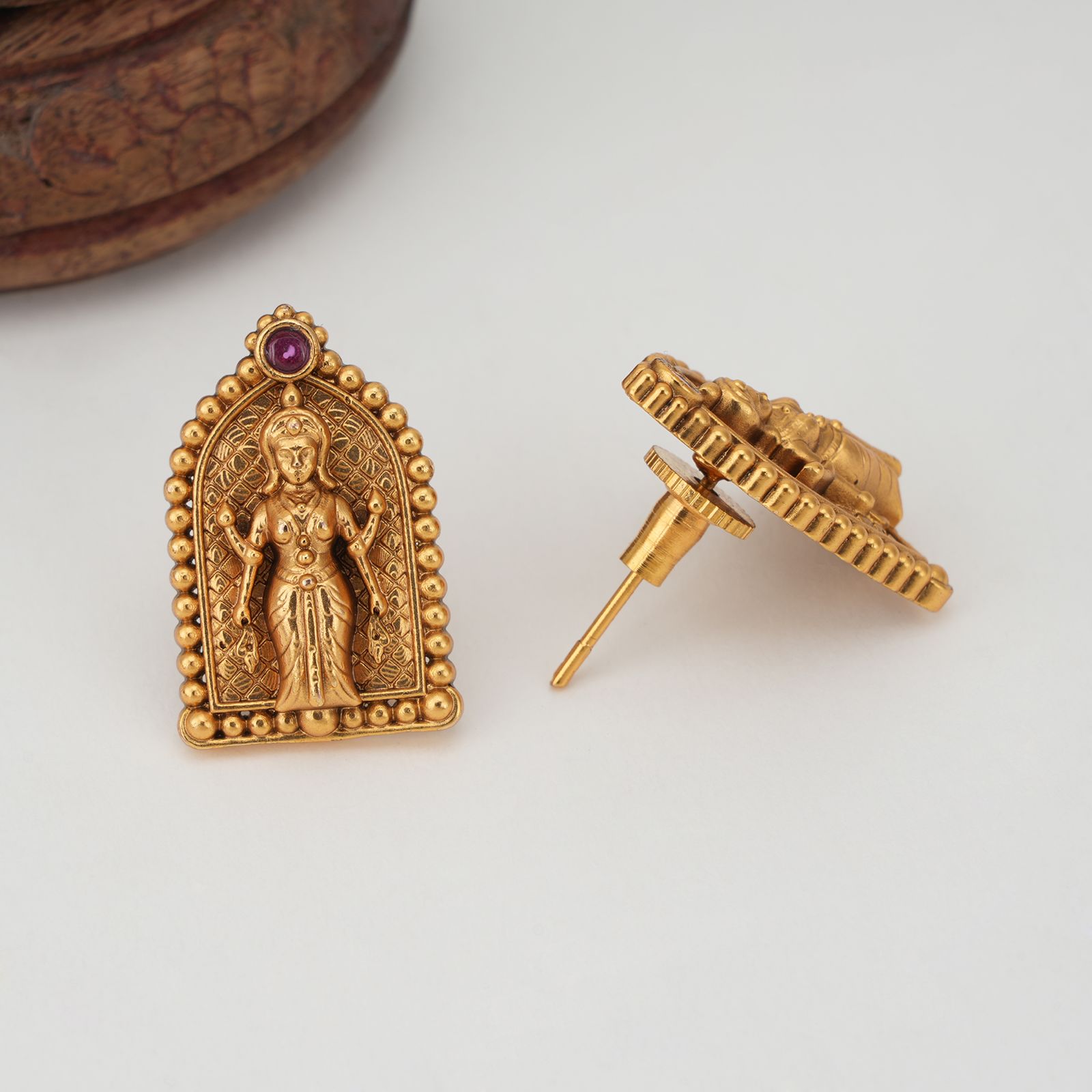 Beautiful maa lakshmi gold stud earring