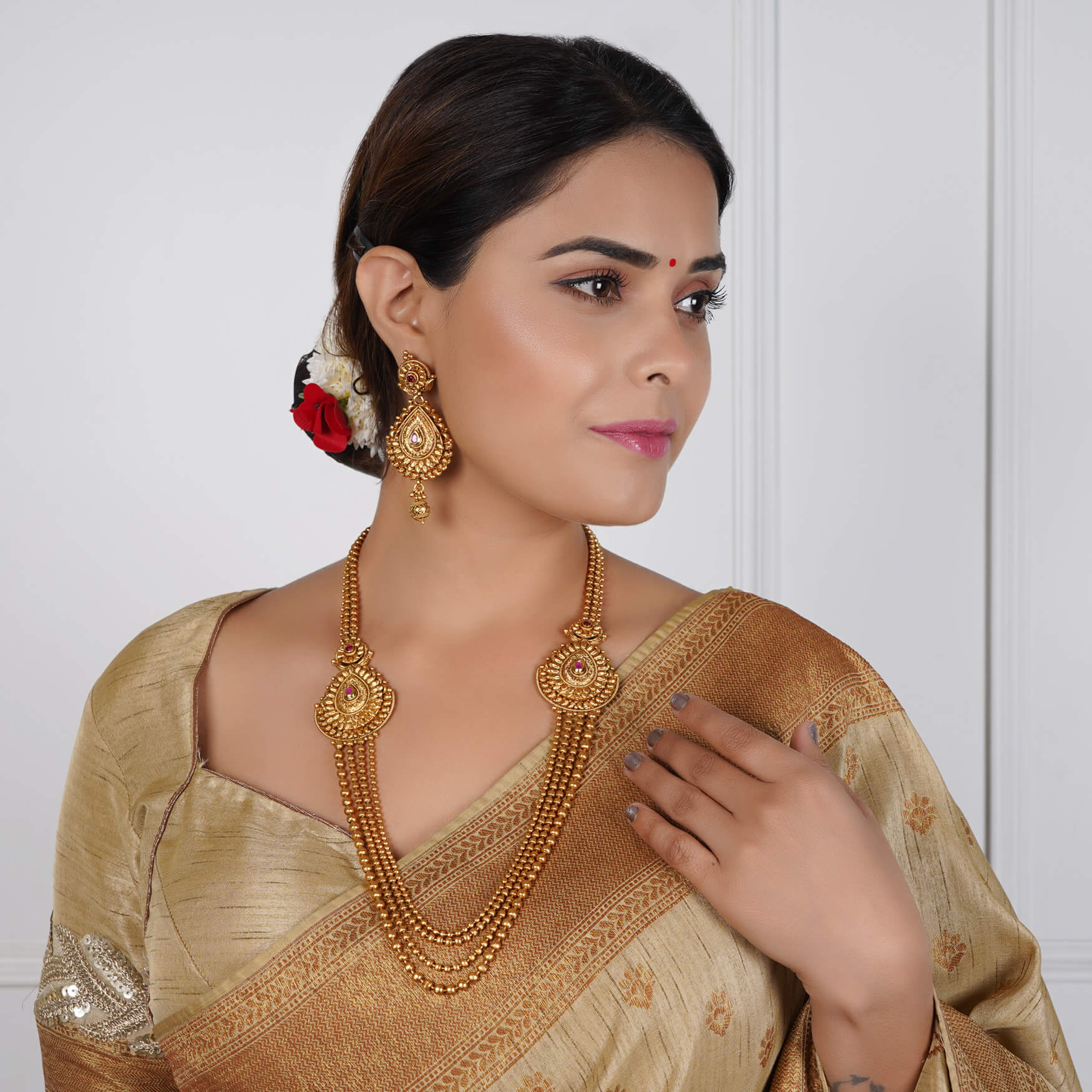 Silver Kundan 'RYMA' Waist Chain Sari Belt — Glimour Jewellery