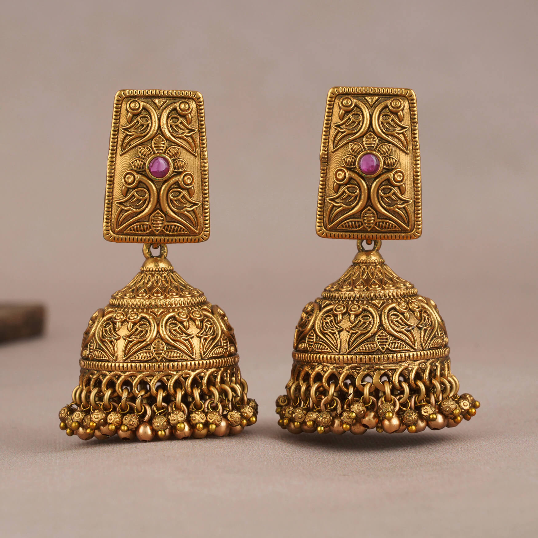 Buy online Red Brass Jhumka Earring from Imitation Jewellery for Women by  Saraf Rs Jewellery for ₹550 at 71% off | 2023 Limeroad.com